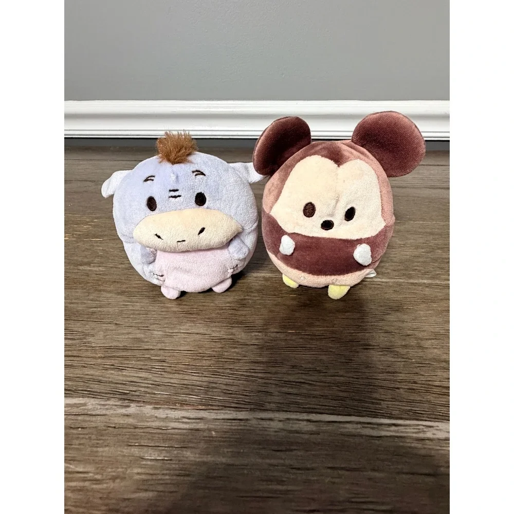 Disney Ufufy Winnie the Pooh Eeyore and Roo Small Plush Set 3.5 Inch Lot of 2